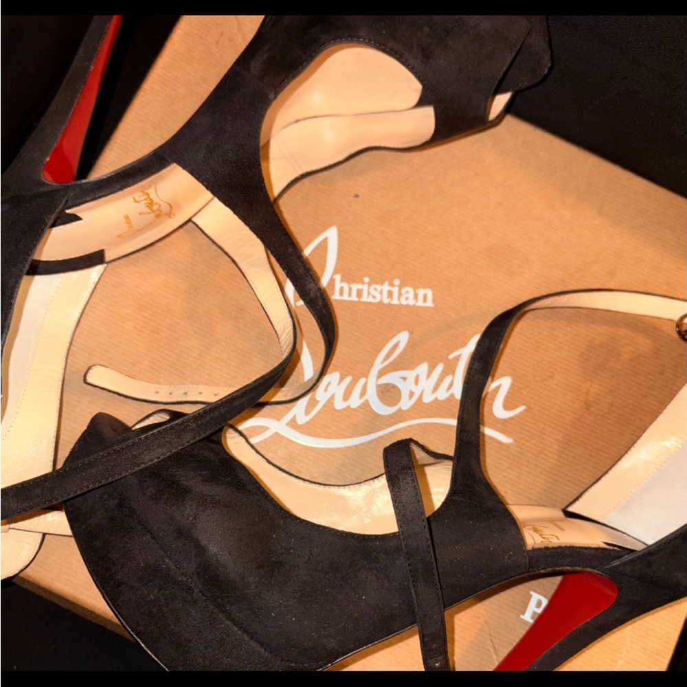 Christian Louboutin Black Suede Marlenalta Platform Sandals